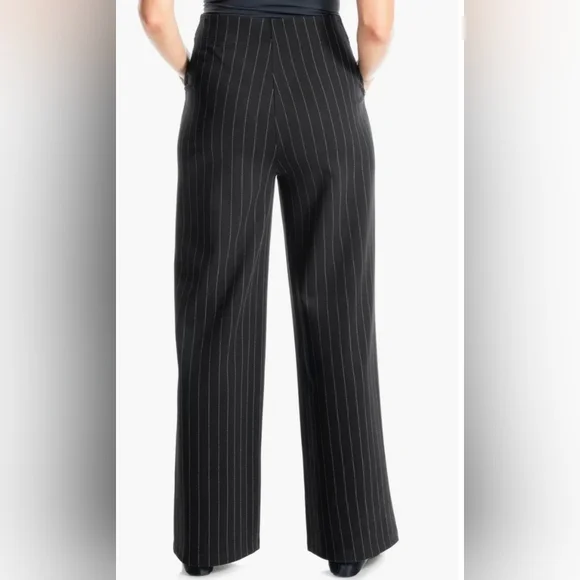 Max Studio High Rise, Wide-legged Black Pinstripe Sailor Pants. NWT. Size L. - Picture 9 of 10